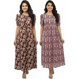 Women’s Zipless Cotton Maternity Feeding Dress | Pregnancy, Feeding & Nursing Gown Without Zip | Full Length Puff Sleeve Maxi for Breastfeeding Mothers | Baby Shower Gift-picture-30