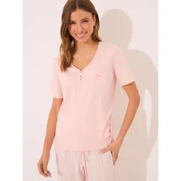 women'secret Pure Cotton Striped T-shirt with Pyjamas 3599190-66 image 3