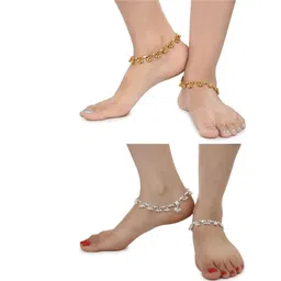 WomenSky Pack of 4 Alloy Anklet-picture-21