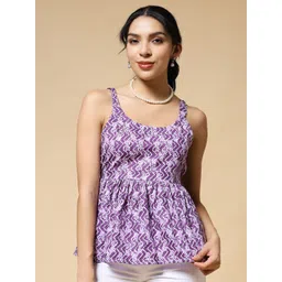 Womenster Women Abstract Printed Cotton Peplum Top-picture-16