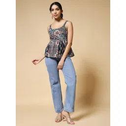 Womenster Women Ethnic Motifs Printed Cotton Peplum Top-picture-19