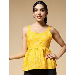 Womenster Women Geometric Print Scoop Neck Cotton Top-picture-11