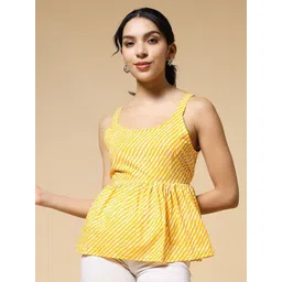 Womenster Women Leheriya Printed Scoop Neck Strappy Sleeveless Ethnic Cotton Top-picture-17