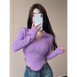 Womenster Women Shirt Collar Long Sleeves Shirt Style Top-picture-29