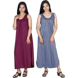 womie Women's Full-Length Nighty Slips – Cotton Camisoles for Gown, Maxi, and Nighty (Pack of 2)-(PN)-picture-48