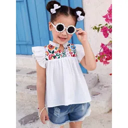 Wommaniya Impex Print Mandarin Collar Flutter Sleeve Top-picture-47