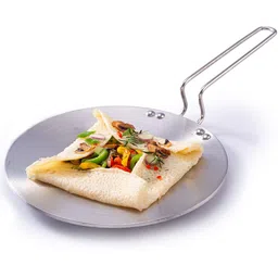 wonderchef Nigella TriPly Stainless Steel Roti Tawa, 4mm Thickness, Silver, Standard Tawa 26 cm diameter image 1