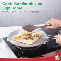 wonderchef Nigella TriPly Stainless Steel Roti Tawa, 4mm Thickness, Silver, Standard Tawa 26 cm diameter image 4