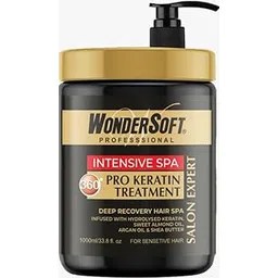 Wondersoft Professionnel Insentive Hair Spa Pro Keatin Treatment Deep Recovery spa Mask Infused With Hydrolysed Keratin Sweet Almod OIL, Argan Oil, Shea Butter, Total Repair 1000ML-picture-11