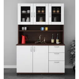 Modish Crockery Unit in Wenge & Frosty White Finish-image-2