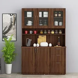 Woodbuzz | Modish 3 Door Crockery Unit | Walnut-image-4