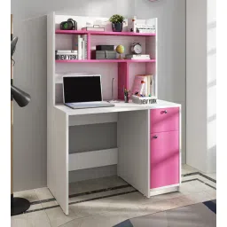 woodbuzz Malta Study Table in Frosty White And Hutch Pink Finish-picture-17