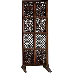 WoodCraftia Wooden Room Divider Partition - Foldable Screen Privacy Separator for Living Room, Bedroom, Office, Studio Area - Mixed Design, Brown 5 Feet (Single Panel with Stands)-picture-13