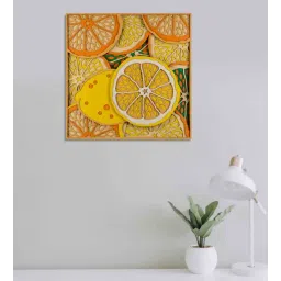 wooden art studio Lemon Segments Pinewood Wall Mural In Yellow-picture-25