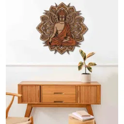 wooden art studio Meditating Buddha Birch Plywood Wall Mural In Brown-picture-35