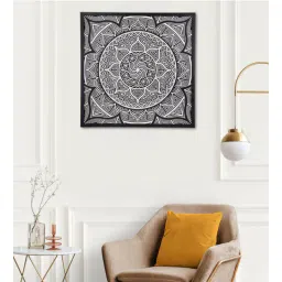 wooden art studio Swastik Shadow Pinewood Wall Mural In White-picture-36