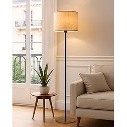 Wooden Base Floor Lamp for Living Room Decorative Night Standing Modern Antique Industrial Vintage Minimalist Side Lamp for Living Room | Bedrooms | Office (Wooden Base Beige)-picture-22