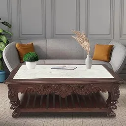 Wooden Coffee Center Table for Garden, Sofa Set Table Living Room Hall Bedroom Office Carving Handcrafted Teapoy Coffee Table | (10)-picture-14