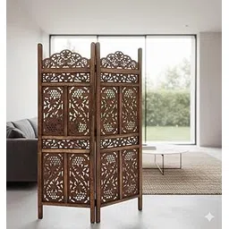 Wooden Divider Partition Versatile Privacy Screen for Living Room Room Divider for Living Room/Bedroom/Office/Restaurant (Brown) (5 Feet 2 Panel S Design)-picture-20