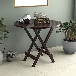 Wooden Foldable Coffee Table | Round Folding Tea Table for Living Room, Patio & Outdoor | Portable End Table for Picnic, Balcony & Garden | 24-Inch Solid Wood Sheesham, Walnut Finish-picture-12