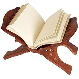Wooden Hand Carved Holy Book Stand | Foldable Rehal for Quran, Bible, Geeta | 38x18x3 cm | Mango Wood Decorative Book Holder for Home, Office & Gifting-picture-12