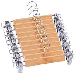 Wooden Hangers for Wardrobe | Hangers for Clothes|Pack of 6 | Wooden Hangers | Metal Adjustable Non Slip Clips Grip-picture-15