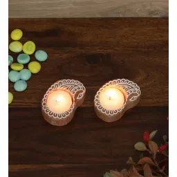wooden home Mango Wood Hand Carved Design Tealight Candle Holder Set of 2-picture-13