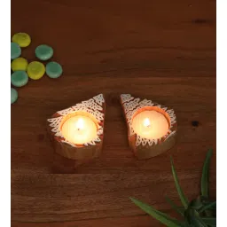 wooden home Mango Wood Hand Carved Design Tealight Candle Holder Set of 2-picture-35