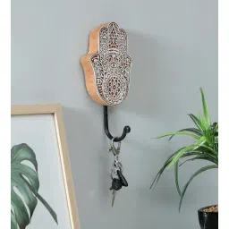 wooden home Mango Wood Hand Carved Hand Design Decorative Key & Coat Wall Hook for Hanging-picture-22