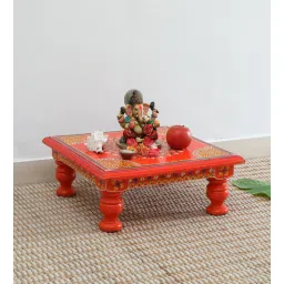 wooden home Multicolour Solid Wood Handpainted Jodhpuri Chowki-picture-14