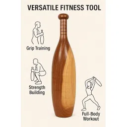 Wooden Mugdar Exercise Club, Indian Clubbell Training Equipment, Oval Shape Karla Kattai Gada for Home Gym Workout 4KG image 3