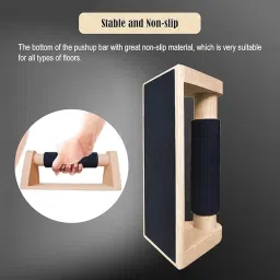 Wooden Push-Up Bars, 25 cm Length, 350 lbs Capacity, Non-Slip Grip, Natural Pine Wood Exercise Equipment image 3