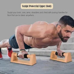 Wooden Push-Up Bars, 25 cm Length, 350 lbs Capacity, Non-Slip Grip, Natural Pine Wood Exercise Equipment image 5