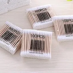 Wooden Stick Double Head Tips Natural Pure Cotton Swabs Ear Cleaning Picks Buds- 300 Pcs-picture-50