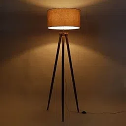 Wooden Tripod Floor Lamp Home Decoration Long Standing Tripod Lights Jute Fabric Shade 14 Inch, Pack of 1-picture-30