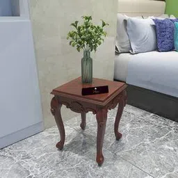 wooden twist Gracious Solid Wood Side Table in Brown Finish-picture-10