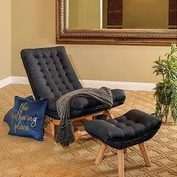 wooden twist Kelwin Lounge Chair in Grey Colour-picture-27