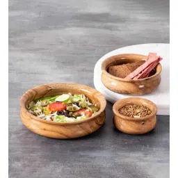 wooden twist (Set of 3) Rustic Brown Acacia Wood Serving Bowl-picture-28