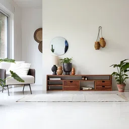 Cosmos Solid Wood TV Unit in Honey Oak Finish-image-23