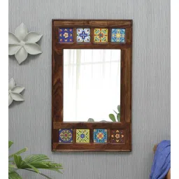 woodenmood Siramika Sheesham Wood Rectangle Wall Mirror in Brown colour by Wooden Mood-picture-22