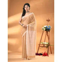 WoodenTant Woven Design Pure Cotton Khadi Saree With Unstiched Blouse Piece-picture-37