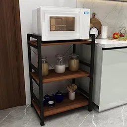 WOODENWAWE Microwave Stand, Table, Kitchen Storage Shelf, Oven Stand Rack, Toaster Organizer, OTG Stand, Corner Rack with Woodenself, Color Brown Size-60x39.5x90Cm (WW-12B)-picture-16