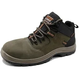 Woodland Armour Crazy Horse Leather Safety Shoes for Men | Oil Resistant, Anti-Slip Grip | Lightweight, Antistatic PU Double Density with Composite Toe | Olive Color | Size 10-picture-25