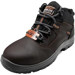 Woodland Armour Leather Safety Shoes for Men Oil Resistant, Anti-Slip Grip Lightweight, Antistatic PU Double Density with Composite Toe Brown Size 9-picture-19