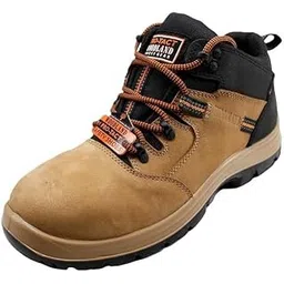 Woodland Armour Nubuck Leather Safety Shoes for Men | Oil Resistant Safety Shoe with Anti-Slip Grip | Lightweight, Antistatic PU Double Density with Composite Toe | Color: Camel | Size: 10 UK-picture-23