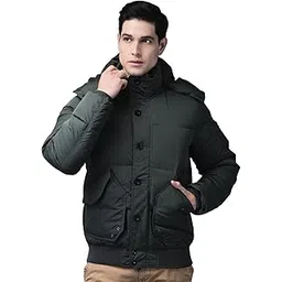 woodland Men's Olive Green Hooded Quilted Winter | Lightweight & Stylish image 1