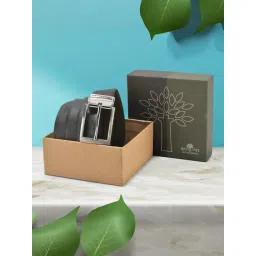 Woodland Black & Brown Textured Leather Reversible Belt for Men-picture-40