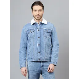 Woodland Blue Cotton Regular Fit Denim Jacket-picture-20
