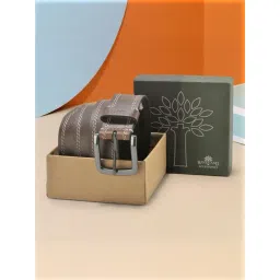 Woodland Brown Textured Leather Casual Belt for Men-picture-35