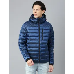 Woodland Electric Blue Regular Fit Quilted Hooded Jacket-picture-28